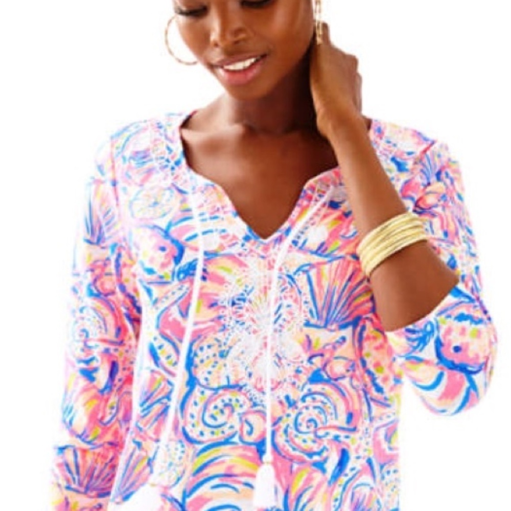 Lilly Pulitzer Holly Top Multi Shell of A Time (XS